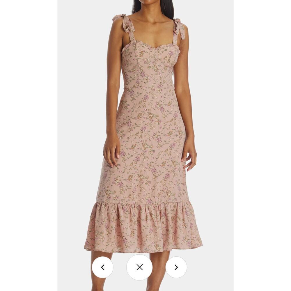 Elegant Floral Midi Dress in Pink